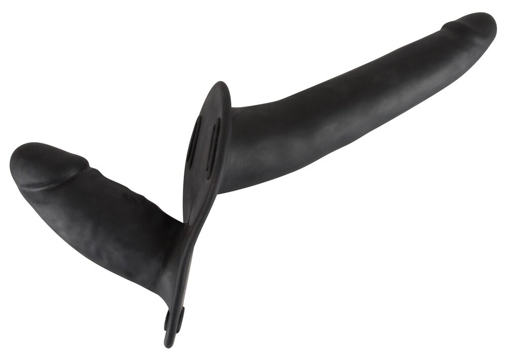 Umschnalldildo „Double Black Silicone“ mit Doppeldildo