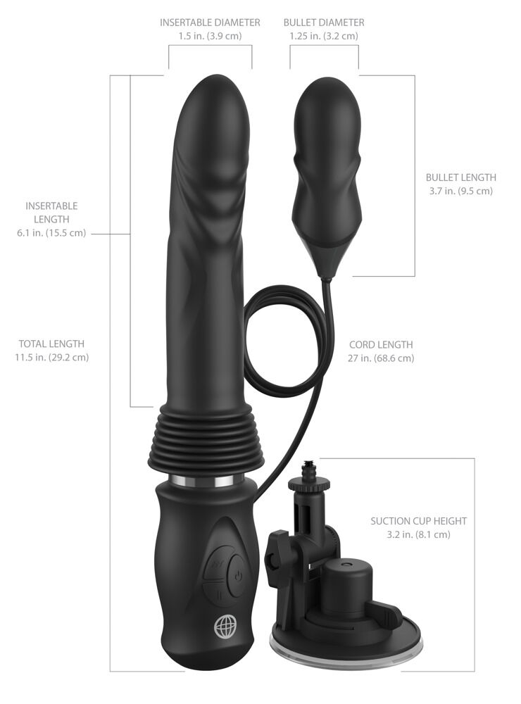 Stoßvibrator „Ultimate Silicone Thruster“ mit abnehmbarem Saugfuß