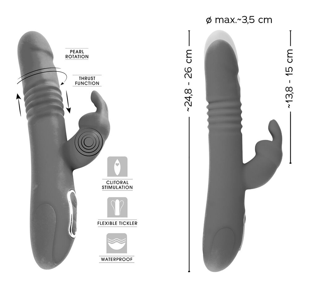 Rabbitvibrator „Thrusting Pearl“ mit Stoßfunktion und Rotation