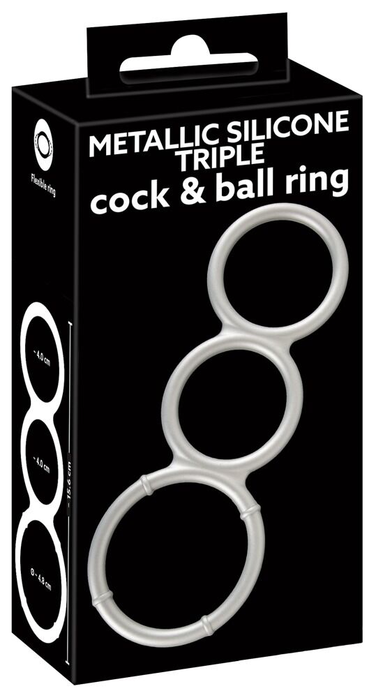 „Metallic Silicone Triple cock and ball ring“ aus Silikon