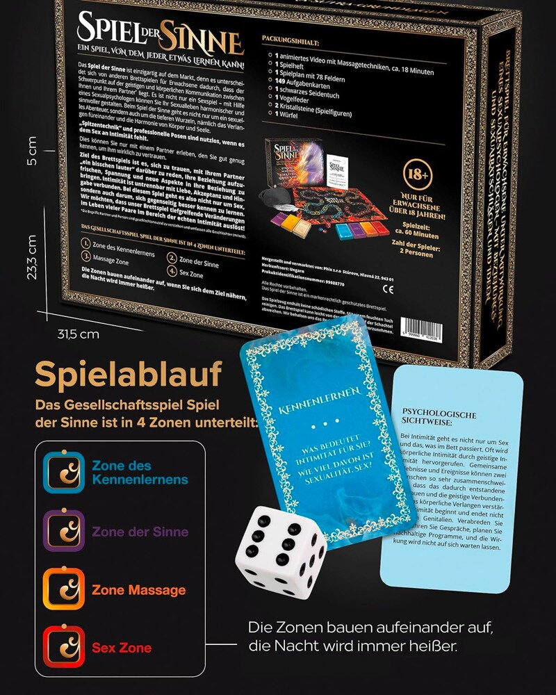 Paarspiel „Spiel der Sinne“ mit viel Zubehör