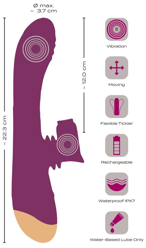 Rabbitvibrator mit genopptem Moving-Klitorisstimulator