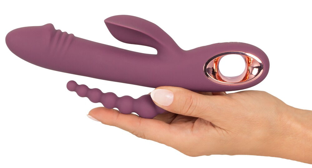 Rabbitvibrator „Slim Triple Plum“ mit Anal-Stimulator